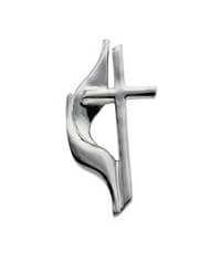 14K White Gold 19.00X10mm Methodist Cross Lapel Pin