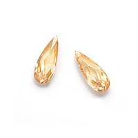 Cubic Zirconia CZ Briolettes 7 X 18mm Champagne Gold Beads (2)