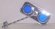 Rectangle Chrome Mirror Twisted Arm Blue Reflectors Bicycle Bike