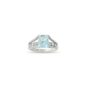 ZALES Cushion-Cut Aquamarine Bridge Ring in 10K White Gold with Diamond... by