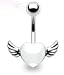 Body Accentz™ Belly Button 316L Surgical Steel Navel Ring Heart Angel wings Body Jewelry 14g HO546