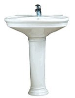 DecoLav 3615-CWH Pedestal Oval Top w/Single Hole Drilling Ceramic White