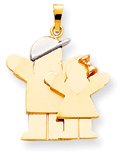 Big Boy Small Girl Charm, Yellow/Pink/White Gold