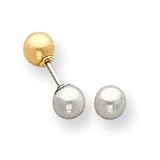 14k 2-Tone Reversible 5mm Ball Screw-Back Childrens Earrings