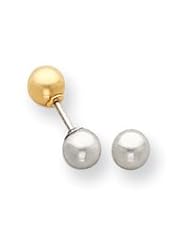 14k White Gold and Yellow Gold 5mm Reversible Ball Screw Childrens Earrings