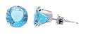 Sterling Silver 4 MM Round Aquamarine Cubic Zirconia Stud Post Friction Back Earrings