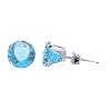 Nickel Free 4mm Round Aquamarine Cubic Zirconia Sterling Silver Post Friction Back Stud Earrings