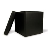 Bellagio-Italia Cube Storage Ottoman (Black)