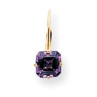 14k 6mm Princess Cut Amethyst leverback earring XLB122AM