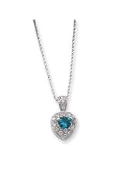 Sterling Silver Blue CZ Heart on 18" Chain Necklace QG1008-18"