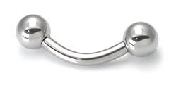 316L Surgical Steel Bent Curved Barbell 8g 8 Gauge