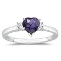 0.10 Cts Diamond & 0.67 Cts Amethyst Classic Three Stone Ring in Platinum