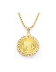 20 Franc/Angel Rooster Gold Filled Rope Coin Bezel Pendant
