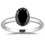 2.00 Cts Black Diamond Solitaire Ring in Platinum