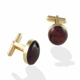 Round Gold Blue Amber Cufflinks