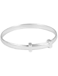 Baby And Toddler Jewelry - Silver Christening Adjustable Plain Bangle