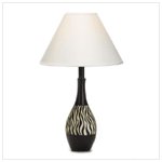 BLACK WHITE STRIPE TABLE LAMP ZEBRA PRINT AFRICA SAFARI