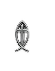 10K Yellow Gold 17.00X8mm Fish With Cross Lapel Pin