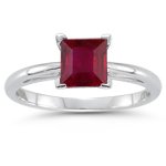 0.78 Cts Ruby Solitaire Ring in 18K White Gold