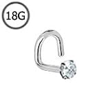 316L Surgical Steel Nose Screw Ring 2mm Round CZ 18G
