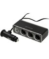 Three-Way Car Cigarette Lighter Socket Splitter w/ USB Port