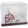 BallQube Full Size Football Helmet Display Holder with Wood Base, Mirror Back & UV Protection - Sports Memoriablia Display Case - Sportscards Collecting Supplies