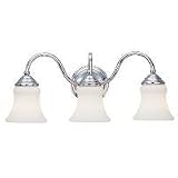 Sea Gull Lighting Darien Three-Light Vanity, Chrome Finish with Etched Opal Glass #40022-05