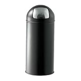 ワールドクラフト　カラーゴミ箱４０Ｌプッシュ式　ブラック　直径３００×Ｈ７１０ｍｍ <2YU>BYM-125L-TBKの画像