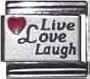 Live Love Laugh Enamel Red Heart Laser Etched Italian Charm