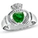 ZALES Men's Lab-Created Emerald Claddagh Ring title=