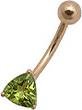 Hot Sale Solid 14K Yellow Gold with Peridot precious stone. Belly Button Ring Navel Rings