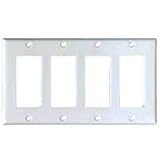 Four Gang Decorator GFCI Switch Plate, White