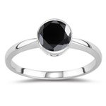 0.11 0.13 Cts Black Diamond Solitaire Ring in 14K White Gold 0.11-0.13 Cts Black Diamond Solitaire Ring in 14K White Gold