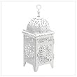 White Scrollwork Candle Lantern - Style 38332