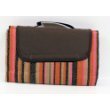 Picnic Blanket Luxury Waterproof Backing Brown Stripe