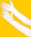 Ein Paar Satin Gala Handschuhe weiss Zubeh&ouml;r