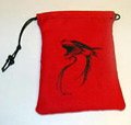 Gallant Hand: Original Art Work - Tribal Dragon Dice Bag - Black Dragon on Red Bag (5"x7") - Holds Approximately 90-100 Dice