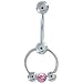 Intimpiercing Titan Banane in 1,6 x 10 mm + 5 mm Lochkugel und CBR mit rosa Klemmstein-Kugel
