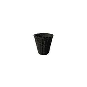Round Black Wicker Waste Paper Bin/Basket/Storage