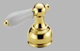 Delta Faucet H212PB Two Porcelain Lever Handle Kit with White Accents, Polished Brass