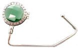 3 Large Green & 24 small Swarovski Clear Crystals - COMPACT MIRROR Purse Hooks & Black Velvet Pouches