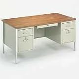 Double Pedestal Steel Desk, Double Pedestal, 60w x 30d x 29-1/2h, Walnut/Black (ALESD216030BW)