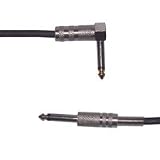 Guitar lead, 6.3mm jack plug to 6.3mm right-angled jack plug - 6.0m blue