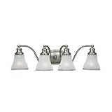 Sea Gull Lighting Alexandria  Four-Light Vanity, Two-Tone Nickel Finish with Clear Highlighted Satin Etched Glass #40012-773