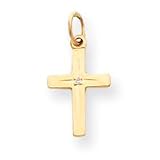 14k 1/2 Pt Diamond Cross Childrens Necklace - 15 Inch