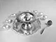 Miniature Clare-Bell Brass Punch Bowl Set in Silver Metal