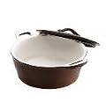 Chocolate Ceramic Bakeware, 3 qt, Round Covered Casserole