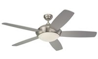 Monte Carlo 5SLR52BSD Sleek Wall Control Brushed Steel Contemporary Ceiling Fan 52 Blade Span
