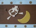 Brown + Blue Cow Over the Moon Baby Announcement/greeting Card- Handmade