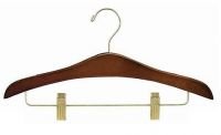 Walnut Decorative Combination Hanger w/ Clips [ Bundle of 25 ]